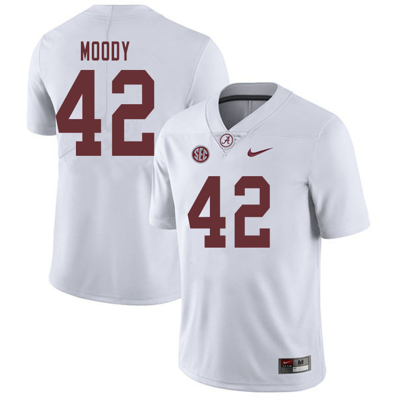 Alabama Crimson Tide Men's Jaylen Moody #42 White NCAA Nike Authentic Stitched 2019 College Football Jersey UD16N08HF